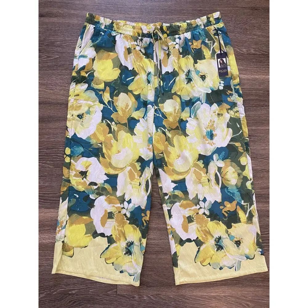 NWT Rachel Roy 3X Floral Wide Leg Pull On Palazzo Pants Plus Size Maximalist